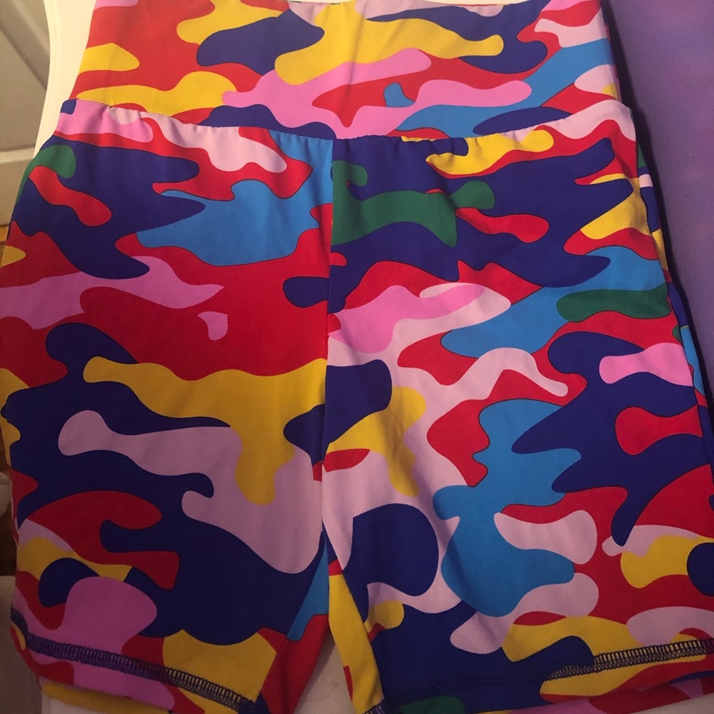 Rainbow Camo Biker Shorts